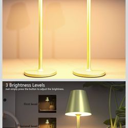 2Pack LED cordless table lamp rechargeable battery Desk Lab