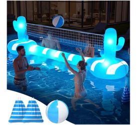 2026 Pool Volleyball Net With Lights,Inflatable Volleyball Net For Pool,Floating Swimming Game Toy for Kids&Adults,Solar pool Volleyball Set,Volleybal