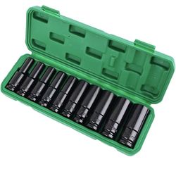 1/2 Inch Drive Socket Wrench Socket Set Adapter Spanner Set Drive Key Set Hand Tool for Impact Wrench Electric Tool Socket Chuck(Set 2)