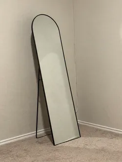 Arched Full Length Mirror with Stand – Black