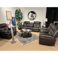 3 Pc Living Room Recliner Sofa Set (Sofa +Loveseat +Chair)