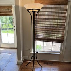 lack Wrought Iron Torchiere Floor Lamp – White Bowl Shade