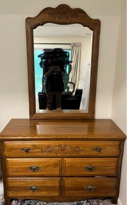 Solid wood mirror and dresser