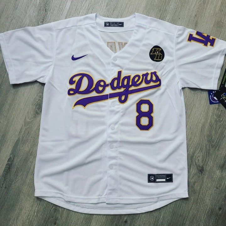 Kobe Bryant Dodgers Lakers ユニフォーム NEW Kobe Bryant 8 24 White And Purple Dodgers Jersey S And 2xl