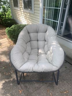Papasan Outdoor Oversized Rocking Chair with Cushion and Steel Frame