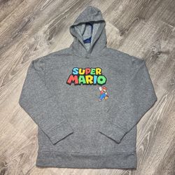 Super Mario gray pullover hoodie XL (14-16) kids youth Nintendo Old Navy
