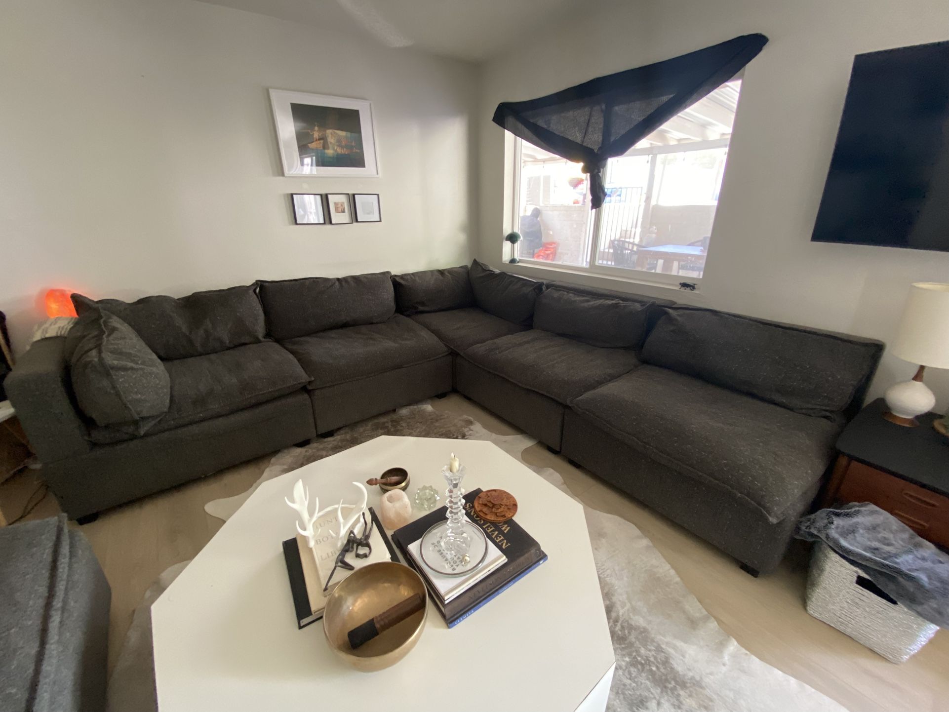 Albany Park Pillow Cushion Kova Pit Modular Sectional Couch Charcoal Gray