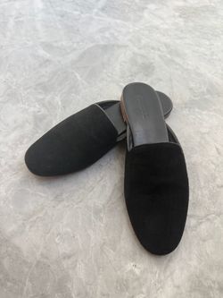 Frette Black Suede Slide Mules