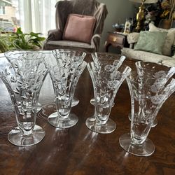 8 - 1950’s Etched Crystal Parfait Glasses