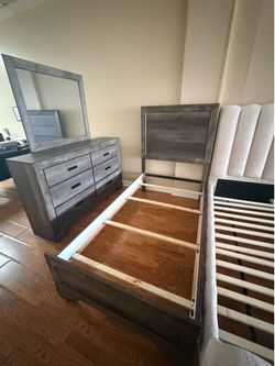 Twin bed frame and dresser