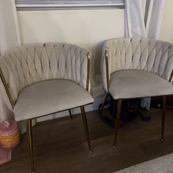Set Of Two Velvet Chairs With Gold Legs