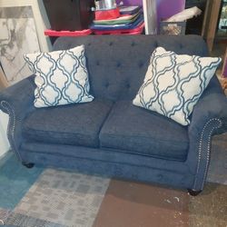 Navy Blue Sofa and Love Seat
