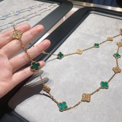 Vca Lapis Lazuli Interlocking 20 Flower Four-Leaf Clover Necklace