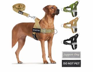 Lukovee No Pull Dog Harness and Leash Set - Adjustable Soft Padded Vest with Front Clip for Easy Control, Reflective Durable Harness for Safe Daily Tr