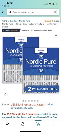 Filtro de aire, 16x25x4/16x25x5 (4-3/8 Actual Depth)