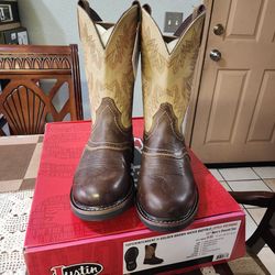 JUSTIN WORK BOOTS SIZE 9 EE MEN'S
