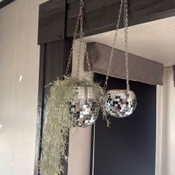 Two Disco Ball Hanging Pots