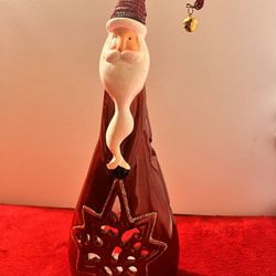 Santa Clause Candle Holder With A Jingle Bell 