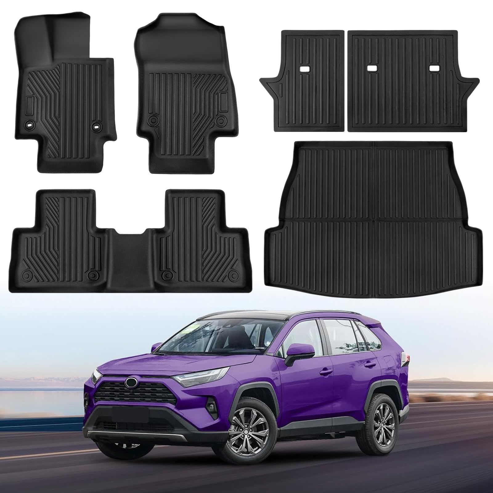 Floor Mats for Toyota RAV4 2019-2025 (Include Hybrid) Full Set All Weather Floor Mats for Toyota RAV4