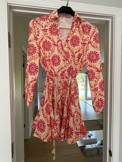 Long Sleeve Printed Shirt Dress with Belt