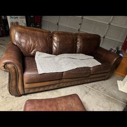 Leather Sofa And Ottoman 