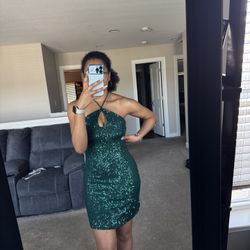 Kohl’s SO Junior’s Green Sequined Halter Mini Dress
