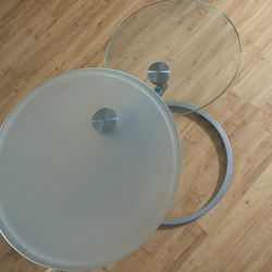 Glass Side Table And Round Glass Table 