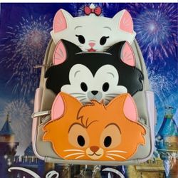 Disney Parks World Loungefly Cats Marie Figaro Oliver Mini Backpack
