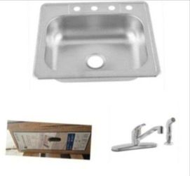 Glacier Bay Stainless Steel 25 in. Single Bowl Drop-In Kitchen Sink with Faucet