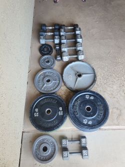600Lbs weights plus Olympic bars