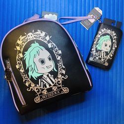 Bioworld (similar to Loungefly) Beetlejuice Halloween Mini Backpack and Matching Wallet - Both NWTs 