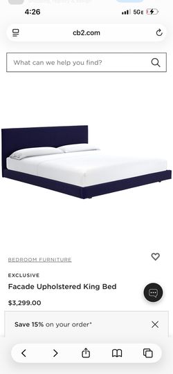CB2 Facade Shadow Velvet King Bed. Never been used. $3k in stores