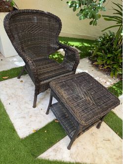 Wicker chair plus table
