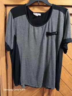 Gray and Black Color Block Top
