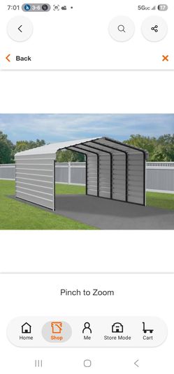 Arrow carport 12x20x9 with side walls