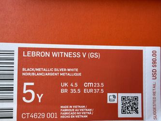 Lebrons size 5Y