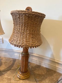 Coastal Rattan & Bamboo Table Lamp – Tropical Boho Style