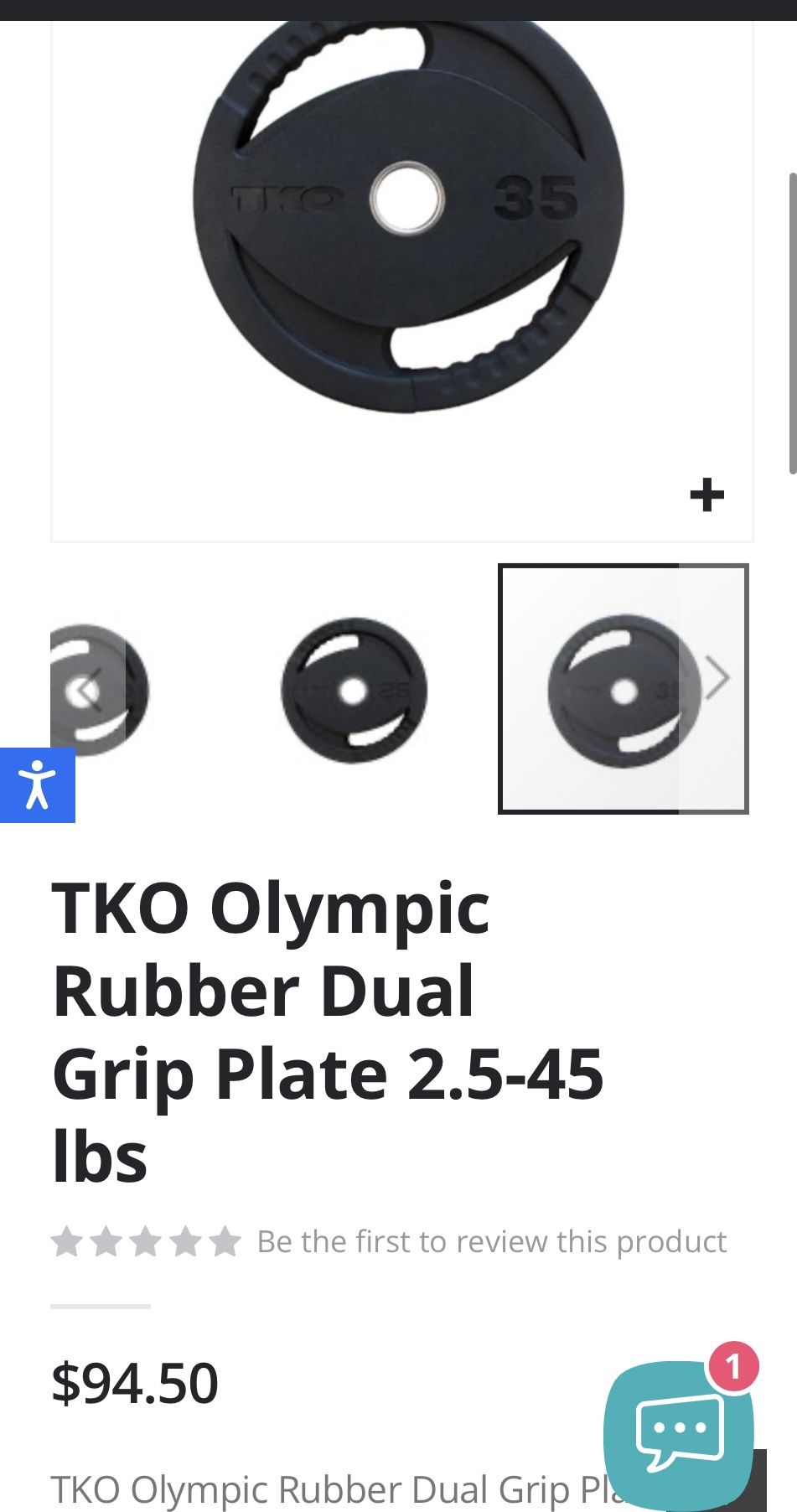 TKO Olympic Weight Rubber Dual Grip Plate Weightlifting Gym Exercise