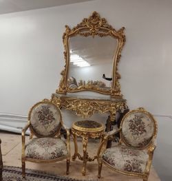 Chairs with table n console mirror