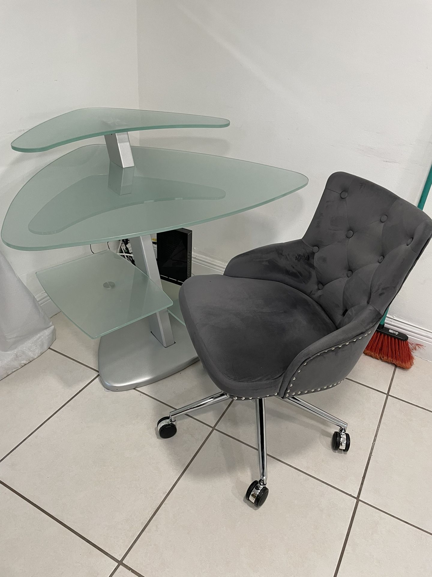 Corner Glass Desk and Chair $50 