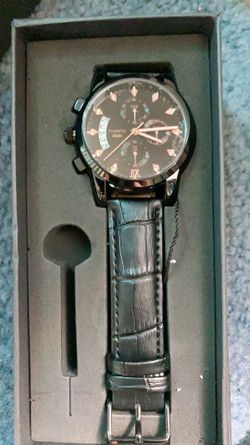 Men’s luxury watch waterproof,leather bracelet(black/NEW