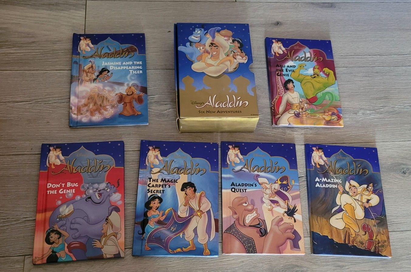 Vintage 1993 Aladdin Disney set of 6 Hard Cover Books Grolier