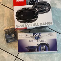 Boss 500 watts 6/9 4way full range and Pyle 200 watts blue label brand new and 200watts tweeter new.