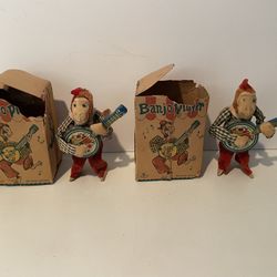 BANJO PLAYER MONKEY VINTAGE WINDUP