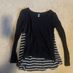 Ana Black And White Pull Over Blouse
