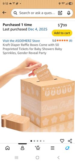 Diaper raffle box and tickets