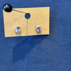 Sterling Silver Amethyst Stud Earrings New