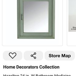 medicine cabinet hazelton 24 in Antique green  hime decorator collection 
NEW OPEN BOX ITEM 