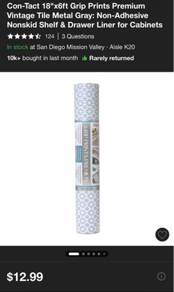 2 rolls - Con-Tact 18"x6ft Grip Prints Premium Vintage Tile Metal Gray