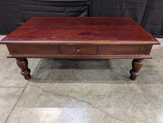 Classic Dark Stained Wood Rectangular Coffee Table